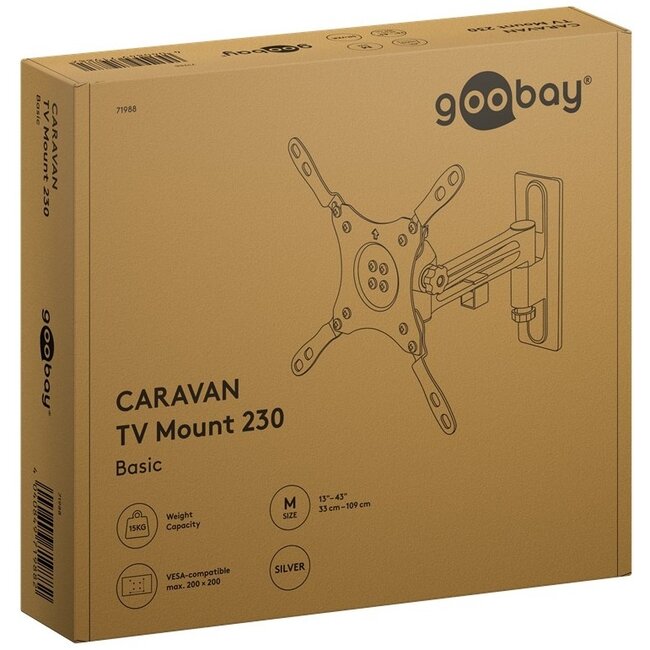 Goobay caravan muurbeugel voor schermen tot 43 inch | full motion | 2 draaipunten