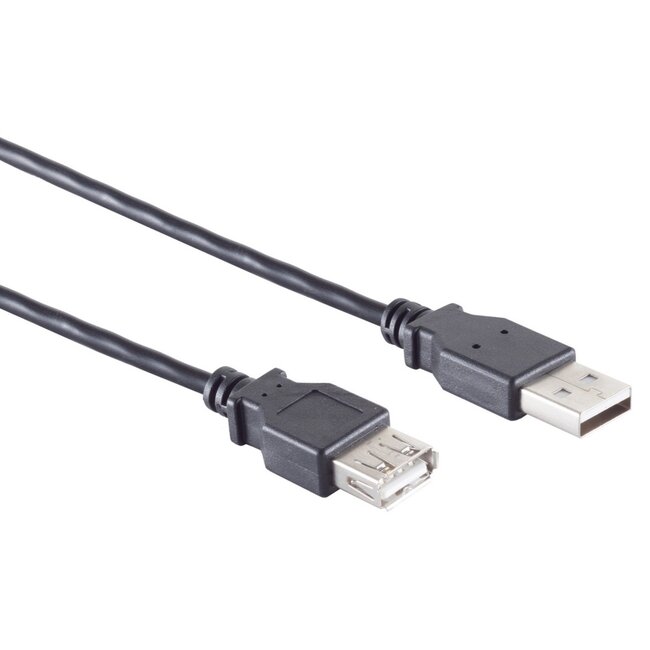 USB-A verlengkabel | USB2.0 | 2,5W | zwart | 0,75 meter