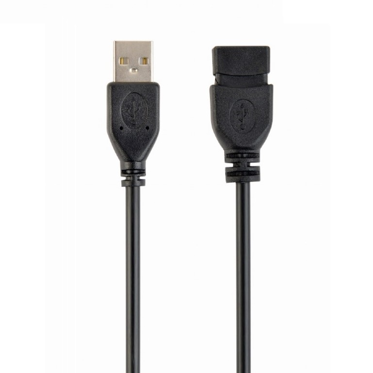 Gembird CCP-USB2-AMAF. Snoerlengte: 150 m, Aansluiting 1: USB A, Aansluiting 2: USB A, USB-versie: USB 2.0, Contact geleider materiaal: Goud, Kleur van het product: Zwart