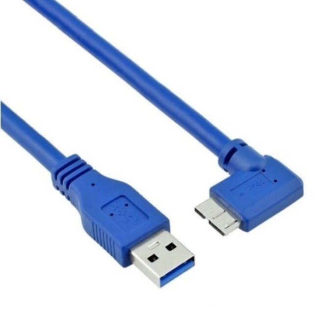 Micro USB haaks (rechts) - USB-A kabel | USB3.0 5 Gbps | 5W | blauw | 0,50 meter