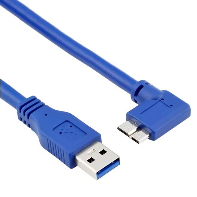 Micro USB haaks (links) - USB-A kabel | USB3.0 5 Gbps | 5W | blauw | 0,50 meter
