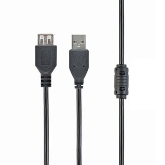 Cablexpert USB-A verlengkabel | ferrietkern | USB2.0 | 5W | zwart | 4,5 meter