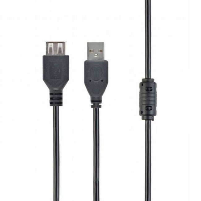 USB-A verlengkabel | ferrietkern | USB2.0 | 5W | zwart | 4,5 meter