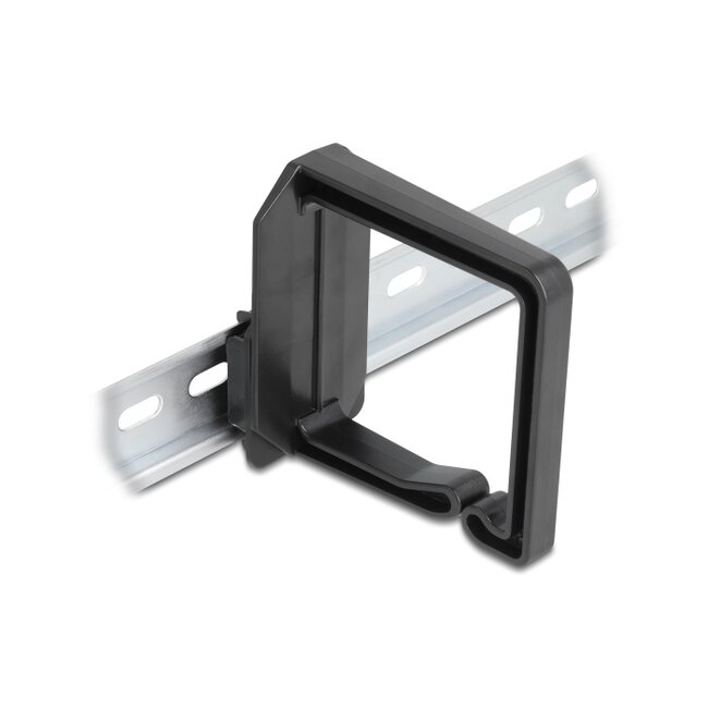 Delock Cable Bracket 70 x 70 mm with mounting plate for DIN rail mounting black