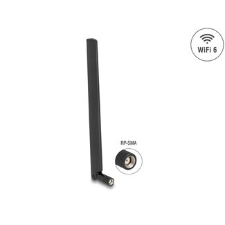 DeLOCK Delock WiFi 6 Antenna RP-SMA plug 3 - 6 dBi omnidirectional with tilt joint black