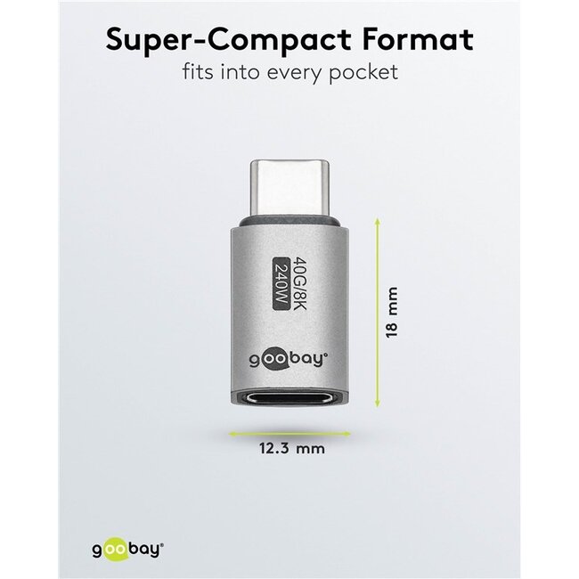 Goobay USB-C poortbeschermer | USB4 40 Gbps | PD 240W | 8K 60Hz | aluminium
