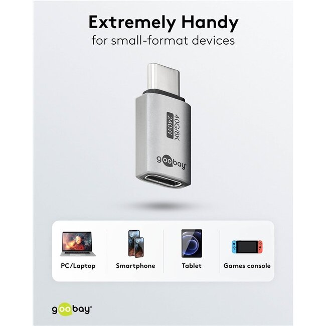 Goobay USB-C poortbeschermer | USB4 40 Gbps | PD 240W | 8K 60Hz | aluminium