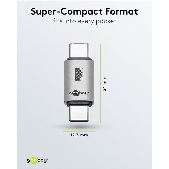 Goobay USB-C koppelstuk (m-m) | USB4 40 Gbps | PD 240W | 8K 60Hz | aluminium