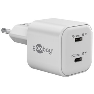 Goobay Goobay nano USB lader | 2x USB-C PD | GaN | 35W | wit
