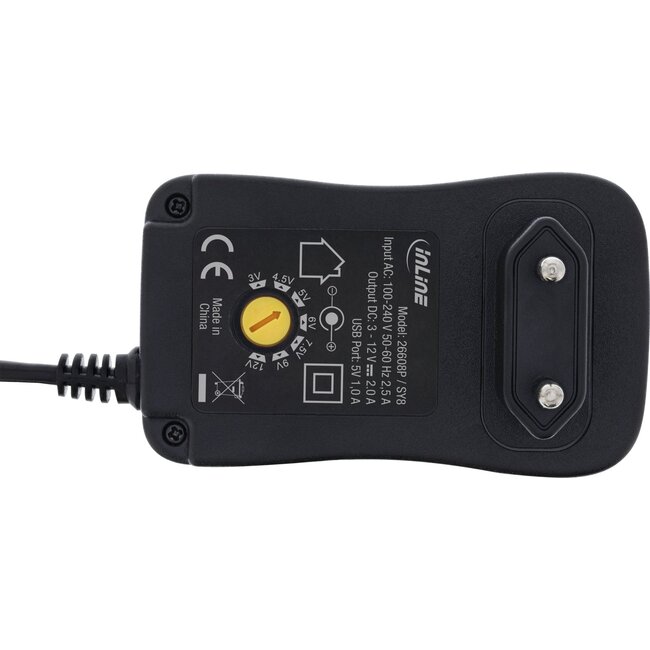 InLine universele voedingsadapter | 3-12V | 30W | 7 pluggen