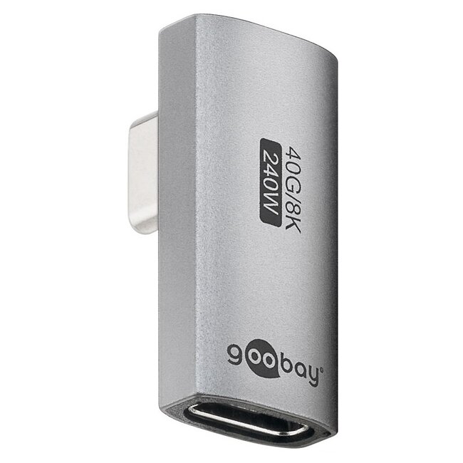 Goobay USB-C haakse adapter | links/rechts (gedraaid) | USB4 40 Gbps | PD 240W | 8K 60Hz | aluminium