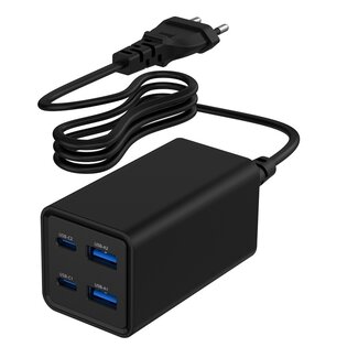 Gembird 4-poorts 65 W GaN USB PowerDelivery snellader, zwart