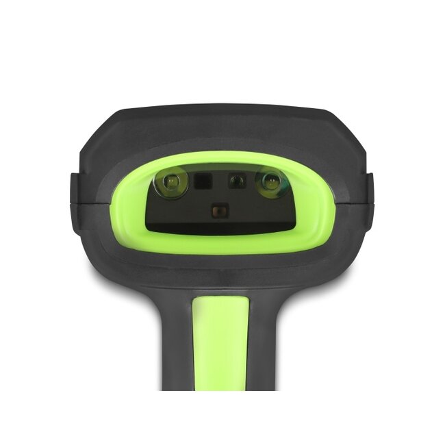 Delock Industrial Barcode Scanner 1D and 2D for 433 MHz or Bluetooth with inductive charging station and long distance reading up to max. 6.5 m