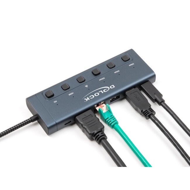 Delock USB Type-C™ Docking Station 4K - HDMI / USB / Gigabit LAN / PD 3.0 90 W with switches