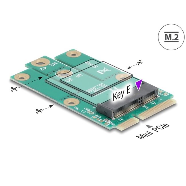 Delock Adapter Mini PCIe male to M.2 Key E slot