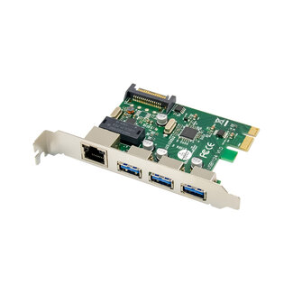 InLine® InLine® Combo kaart Gigabit netwerk en USB 3.2 Gen.1, 1x RJ45, 3x USB-A, PCIe x1