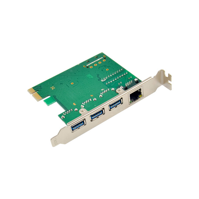 InLine® Combo kaart Gigabit netwerk en USB 3.2 Gen.1, 1x RJ45, 3x USB-A, PCIe x1