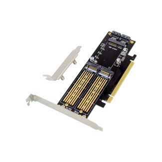 InLine® InLine® PCI Express kaart x16 naar 2x M.2, 1x mSATA