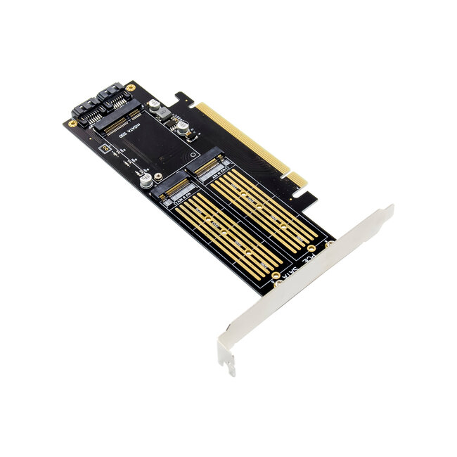 InLine® PCI Express kaart x16 naar 2x M.2, 1x mSATA