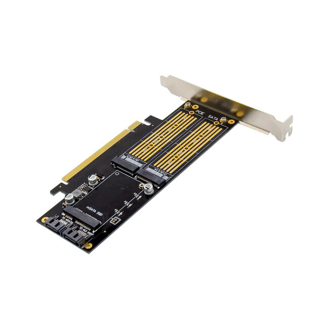 InLine® PCI Express kaart x16 naar 2x M.2, 1x mSATA