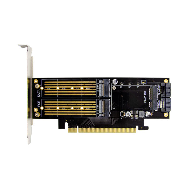 InLine® PCI Express kaart x16 naar 2x M.2, 1x mSATA