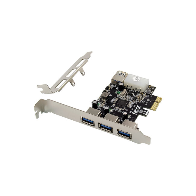 InLine® PCIe-kaart, 3x+1x USB 3.2 Gen.1, PCIe, Molex-compatibele 4-pins