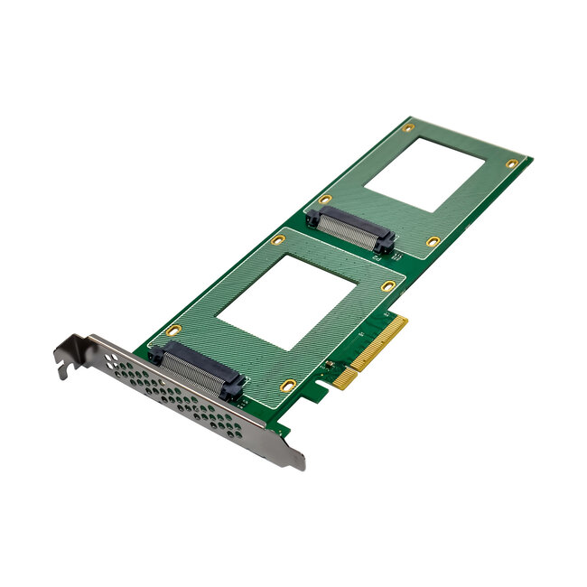 InLine® PCIe kaart naar 2x interne U.2 NVMe SFF-8639 - Bifurcatie, PCIe x8, smal
