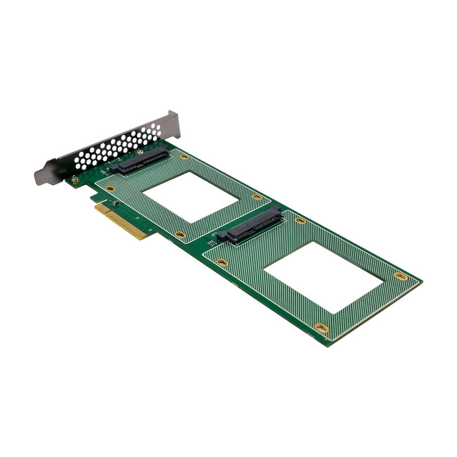 InLine® PCIe kaart naar 2x interne U.2 NVMe SFF-8639 - Bifurcatie, PCIe x8, smal
