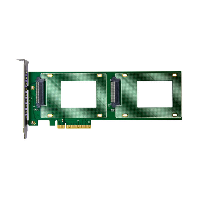 InLine® PCIe kaart naar 2x interne U.2 NVMe SFF-8639 - Bifurcatie, PCIe x8, smal