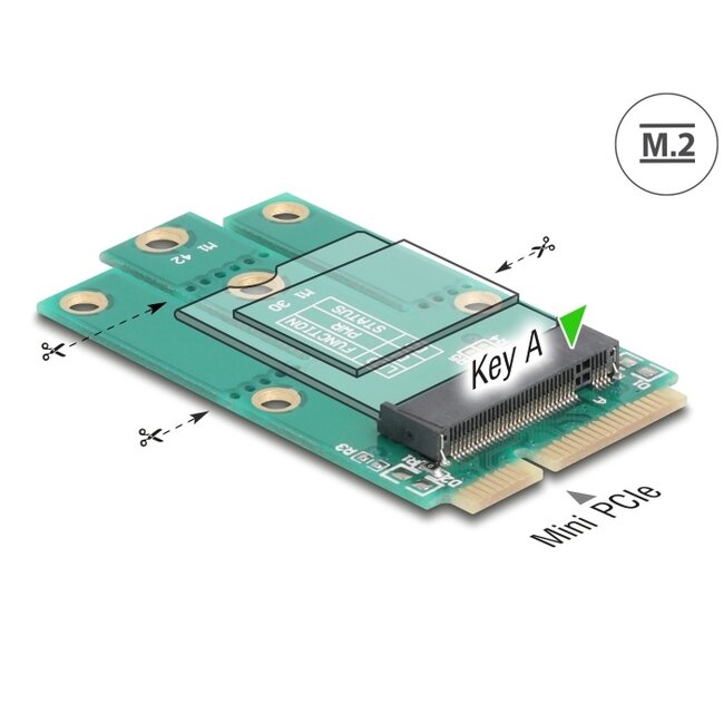 Delock Adapter Mini PCIe male to M.2 Key A slot