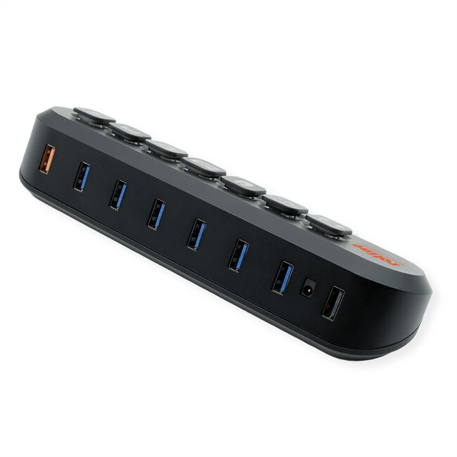 ROLINE USB 3.2 Gen 1 Hub, 7fach, austauschbare Tasten, Typ-A-Anschlusskabel