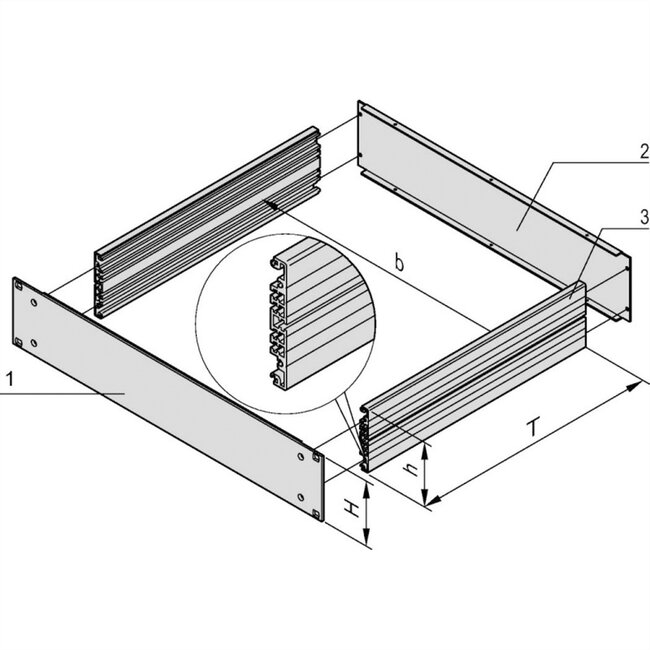 SCHROFF MultipacPRO 19" Chassis Basic Kit, 2 HE, Diepte 280 mm