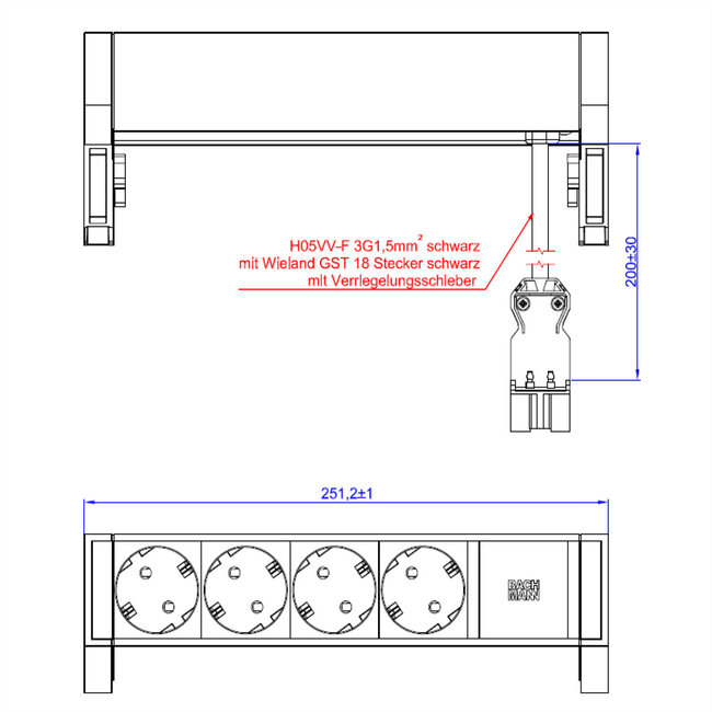 BACHMANN DESK2 4xSchutzkontakt