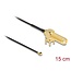 Delock Antenna Cable SMA 90° PCB jack bulkhead to I-PEX Inc., MHF® I plug 1.13 15 cm thread length 15 mm