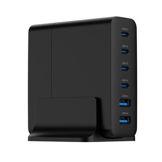 Gembird 6-poorts 75W GaN USB snellader, zwart