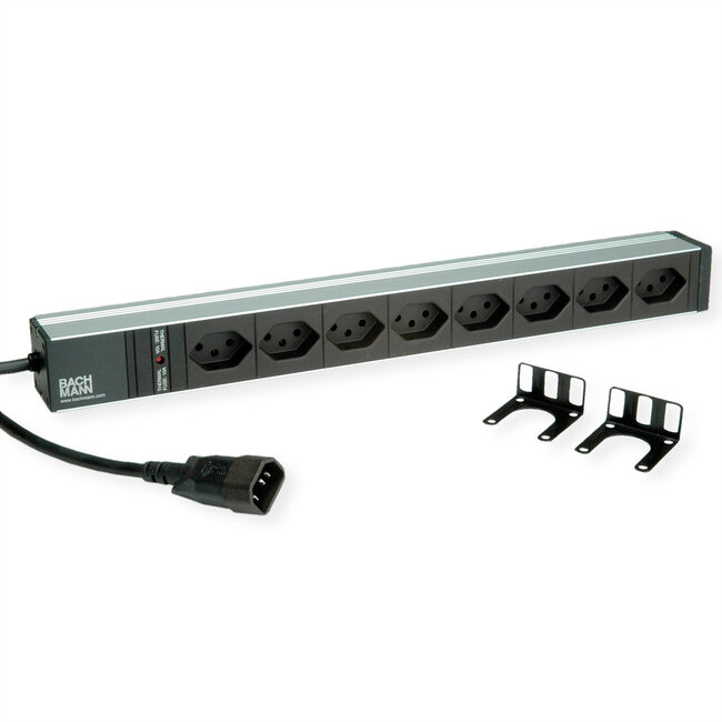 BACHMANN 19" Steckdosenleiste 8x T13, 2300W, IEC320 C14 Stecker