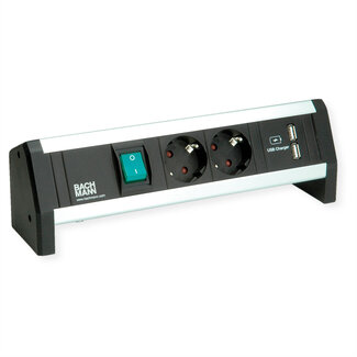 Bachmann BACHMANN DESK 1x Schalter 2x CEE7/3 USB Doppelcharger, GST18, CEE7/7