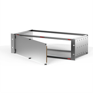 Schroff SCHROFF voorpaneel, afgeschermd, zijdelings scharnierend, 6 HE, 84 HP, 2,5 mm, al, vooraan geanodiseerd, achteraan geleidend