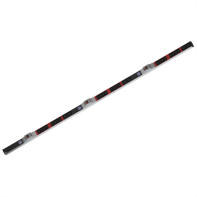 BACHMANN BN0500 19" PDU 1HE 24xC13 6xC19, vermogensmeting, aansluiting CEE 3x32A, rood