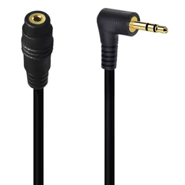 2,5mm Jack verlengkabel | haaks-recht | stereo | verguld | 1,8 meter
