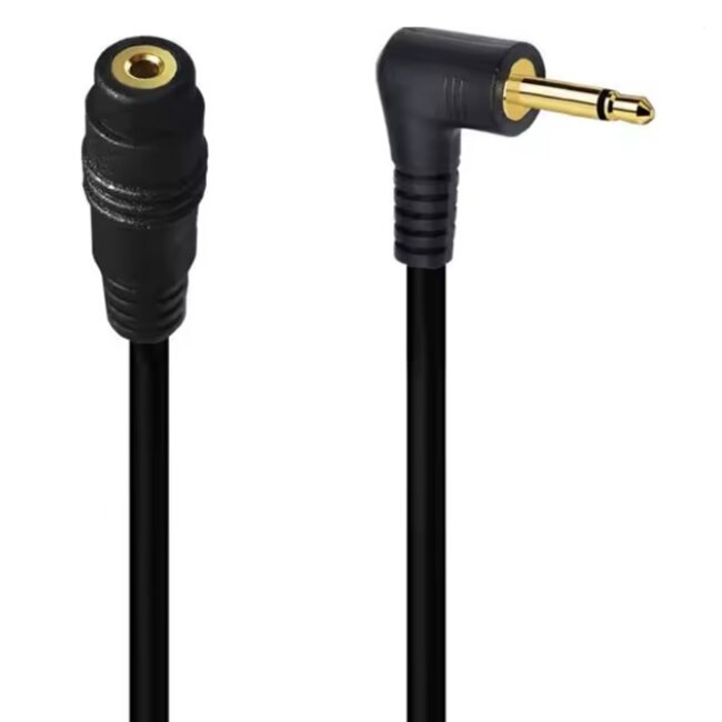 2,5mm Jack verlengkabel | haaks-recht | mono | verguld | 1,8 meter