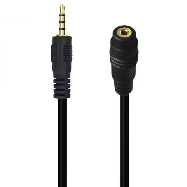 2,5mm Jack verlengkabel | 4-polig | verguld | zwart | 1,8 meter
