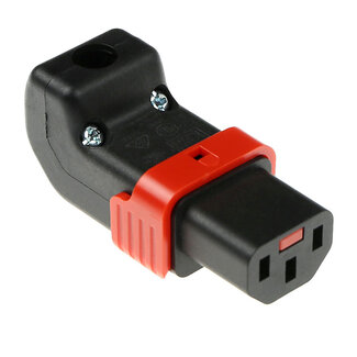 ACT IEC Lock C13 stroomstekker | haaks (naar boven/beneden) | zwart/rood