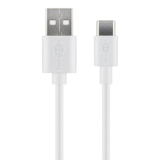 Goobay USB-C - USB-A kabel | compact | USB2.0 | QC 18W | wit | 1 meter