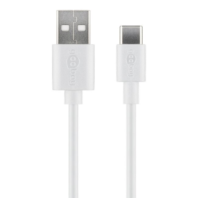 USB-C - USB-A kabel | compact | USB2.0 | QC 18W | wit | 1 meter