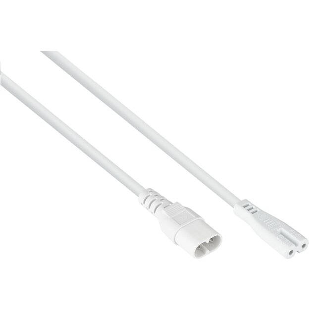 C7 - C8 stroom verlengkabel | 2x 0,75mm | wit | 2 meter