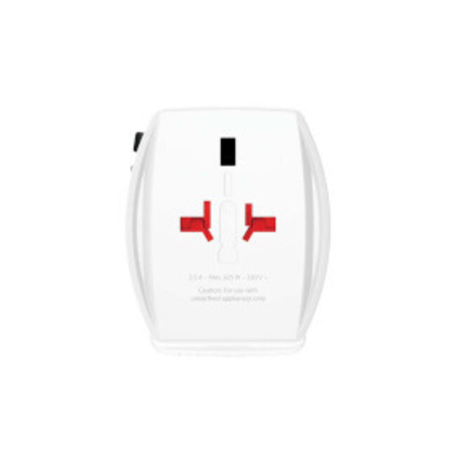 2-polige wereldreisadapter met geïntegreerde dubbele USB-oplader (1x USB C & 1 x USB) 45 Watt Power Delivery