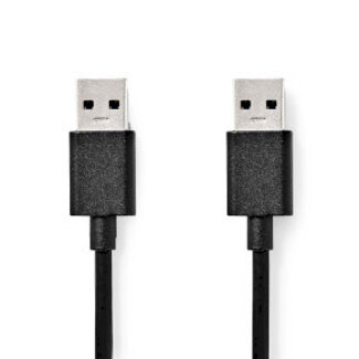 Nedis USB-Kabel | USB 3.2 Gen 1 | USB-A Male | USB-A Male | 5 Gbps | Vernikkeld | 1.00 m | Rond | PVC | Zwart | Label