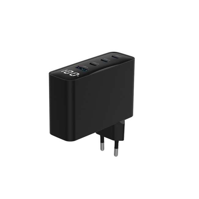 USB snellader 1xA, 3xC 100W Power Delivery zwart