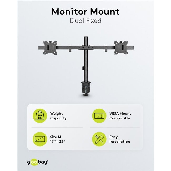 Goobay bureaubeugel voor 2 monitoren tot 32 inch | full motion met crossbar